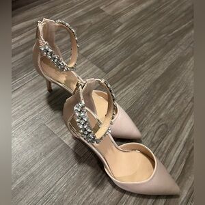 Badgley Mischka Robles Crystal Embellished Kitten Heel
